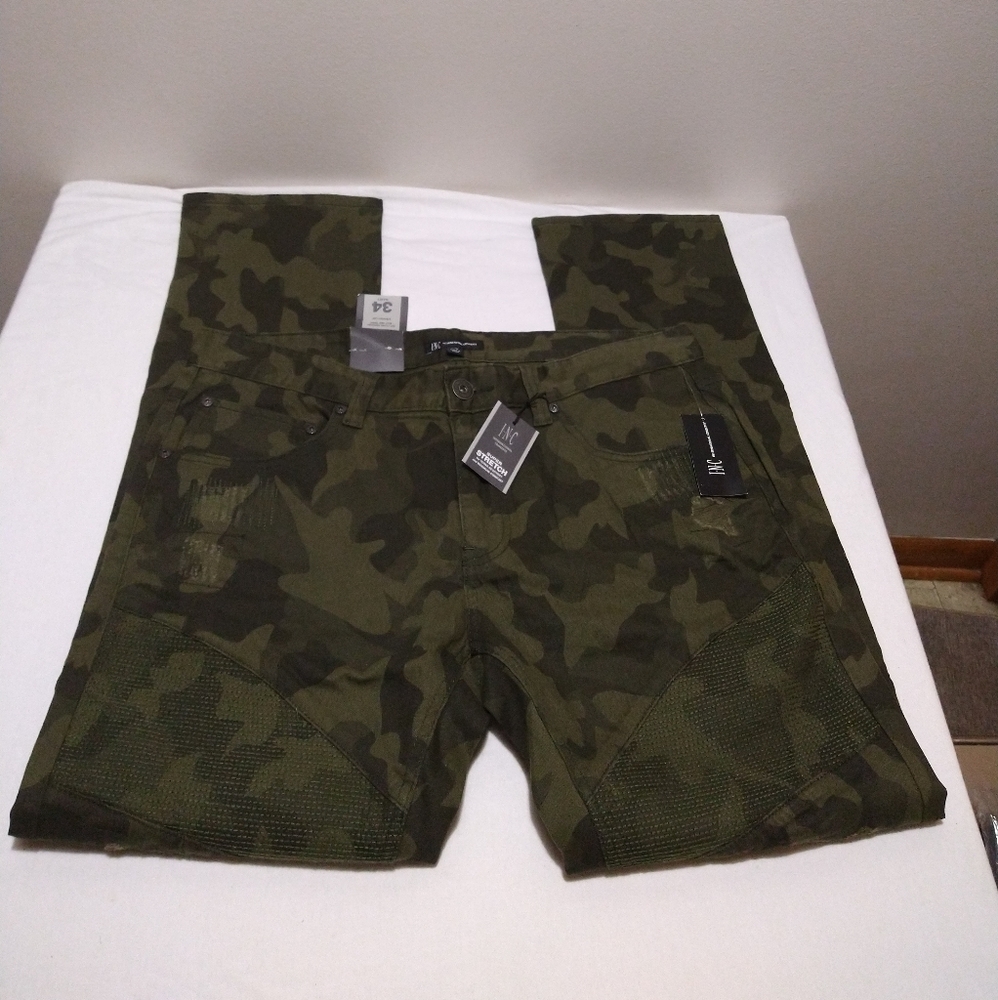INC Berlin Slim Straight Camo Moto Jeans - Picture 6 of 16